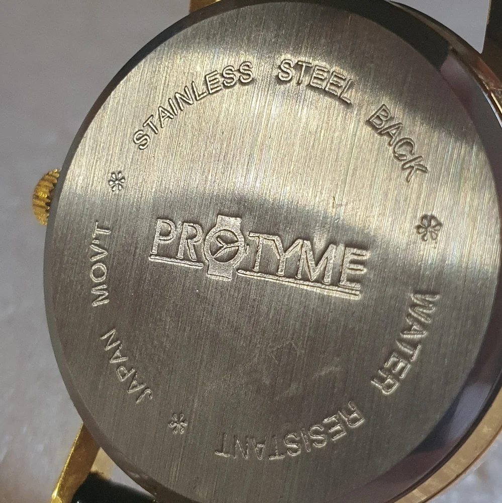 10/$20 Protyme Goldtone Seattle Iron & Metals Promotional Leather Men's Watch